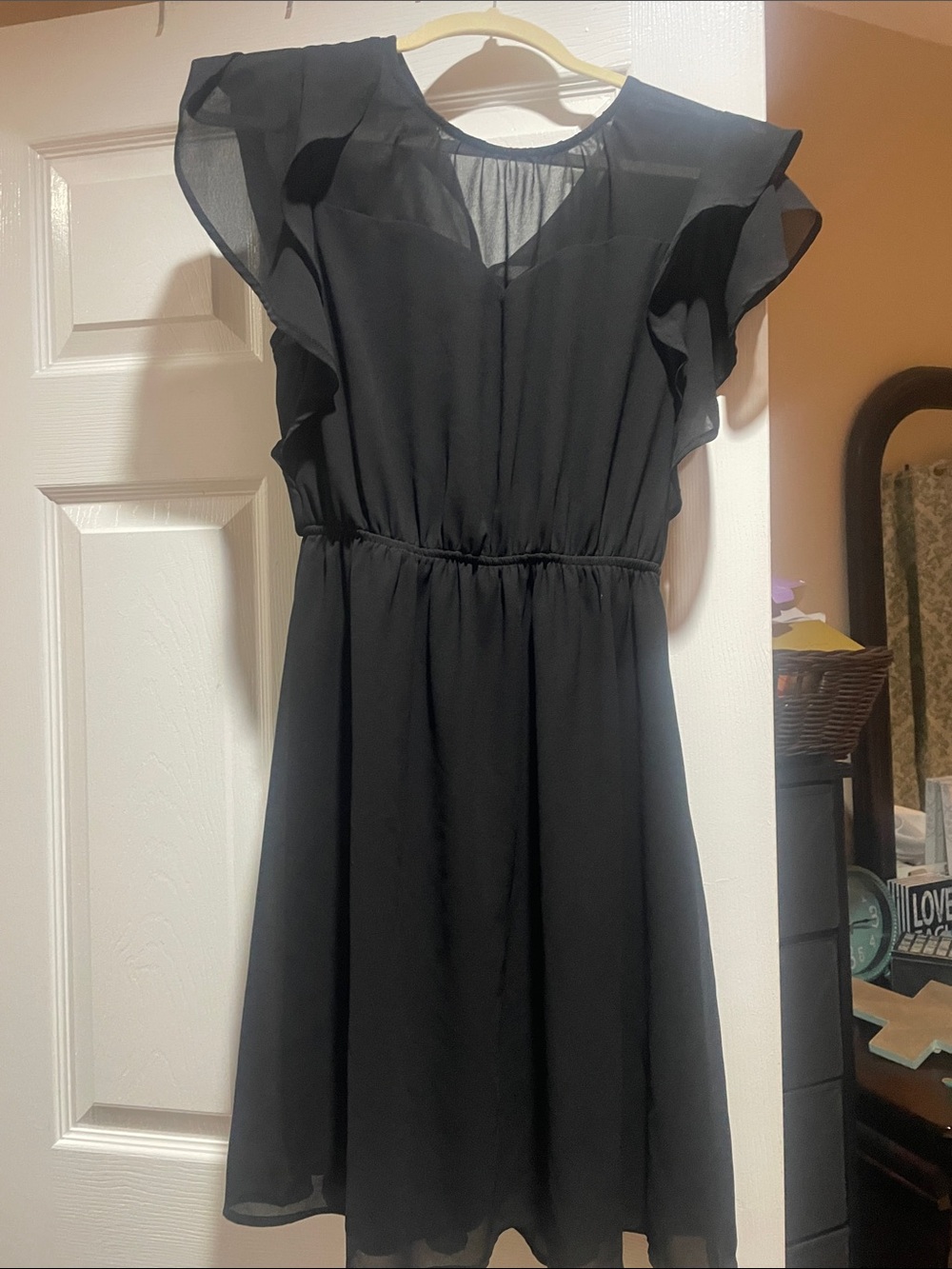 Monteau Black Flutter Midi Dress